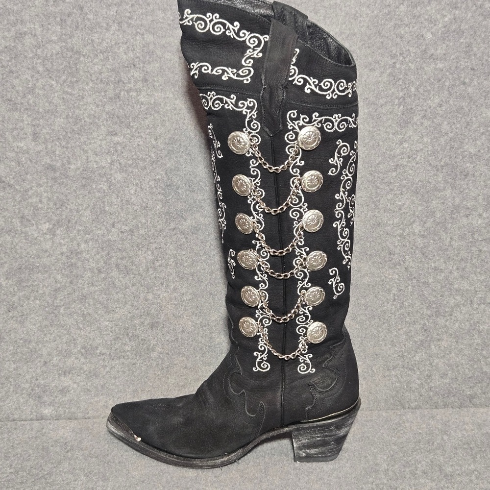 Dan Post Chain Reaction Black and White Leather Boots size 7.5 - Picture 6 of 15
